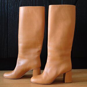 NEW RED Valentino Knee-High Leather Boots | Camel Brown | Size 39 (US 8.5–9)
